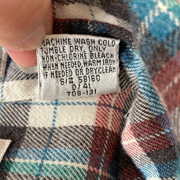 Sears Roebuck and Co. Flannel Shirt L Tall Button Down Single Needle Tailoring - Picture 6 of 8